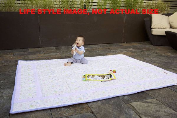 Organic Cotton Play Mat/Quilted Blanket - Safari Dream/Pink Pebbles Reversible