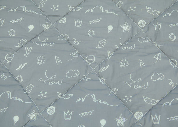 Organic Cotton Play Mat/Quilted Blanket - Dreamy Sky/Love Gray Reversible