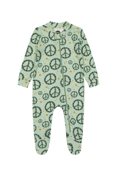 Footed Zip Romper - Peace + Joy