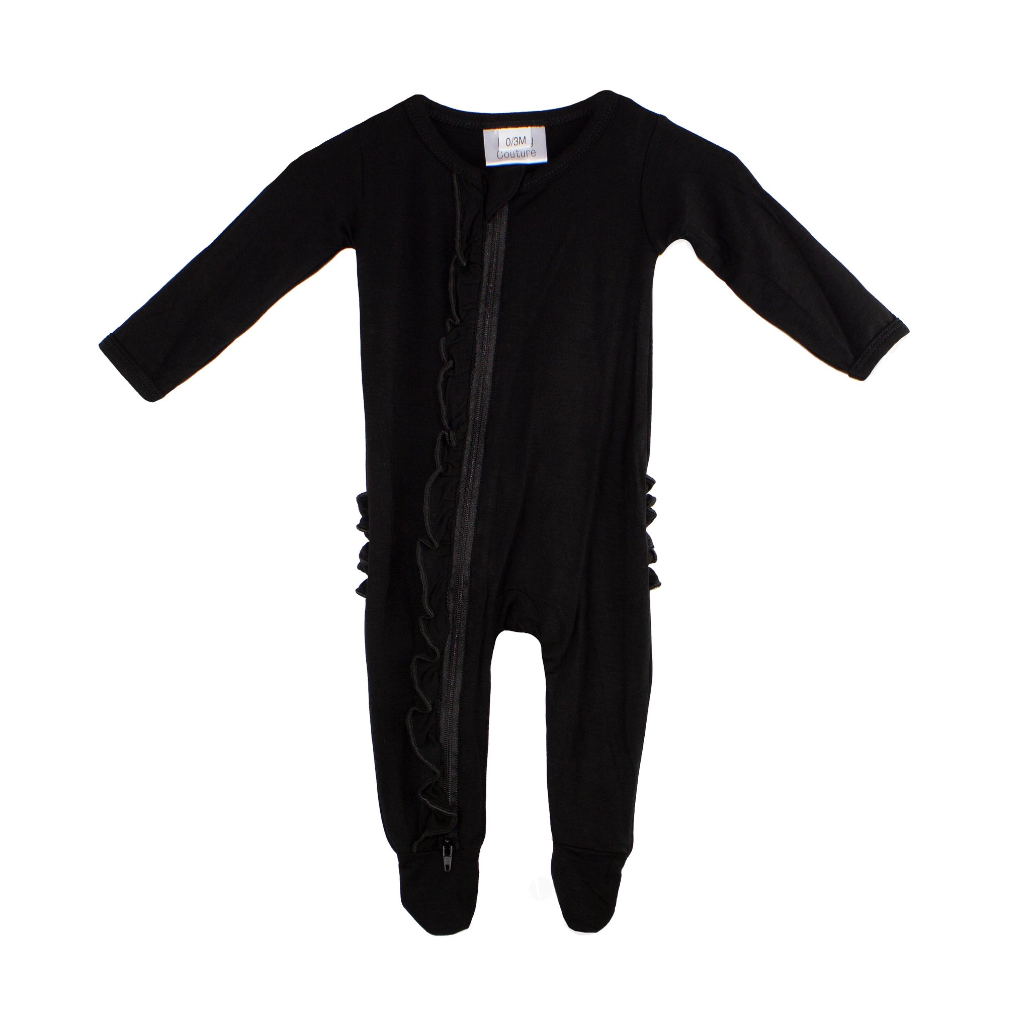 Ruffle 2 Way Zip Romper - Black