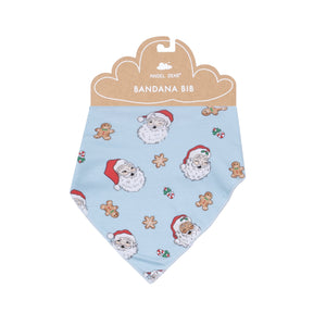 Bandana Bib - Vintage Santas Blue