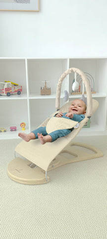 Avenlur Fir Baby Bouncer – Foldable Wooden Baby Rocker with Play Arch