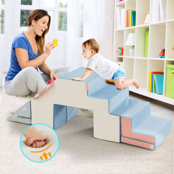 4 in 1 Foam Climbing Blocks for Toddlers,Indoor Soft Climb and Crawl Play Climbing Toys for Creativity & Imagination