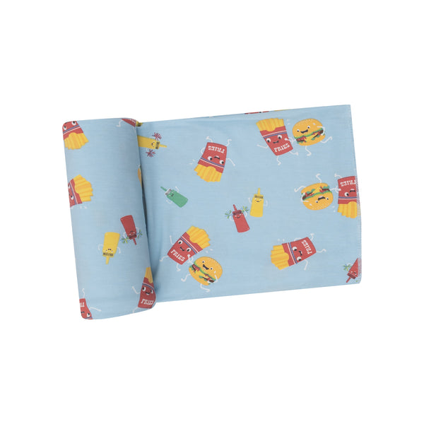 Swaddle Blanket - Fast Food Blue