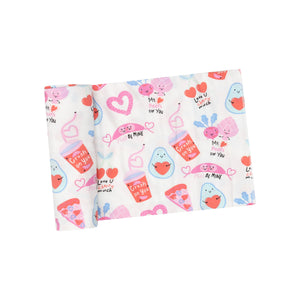 Swaddle Blanket - Love You Foodie Much Pink