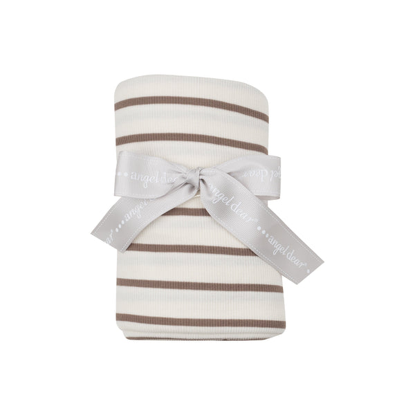 Swaddle Blanket - Brown Rib Stripe