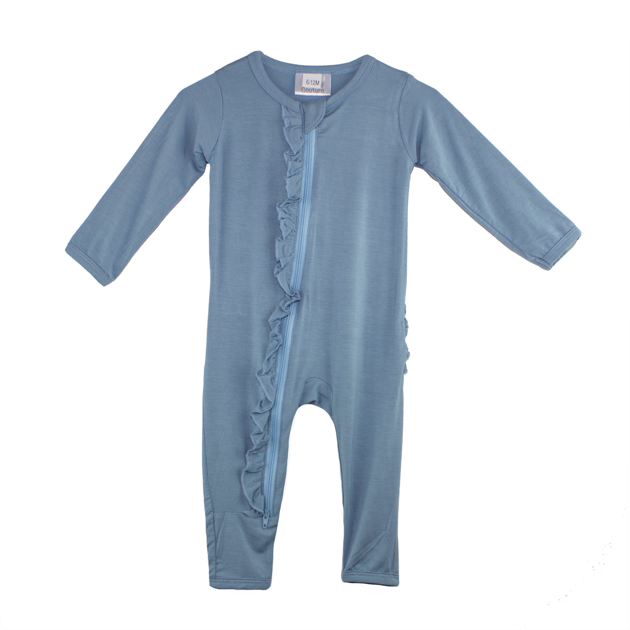 Ruffle 2 Way Zip Romper - Ocean Blue