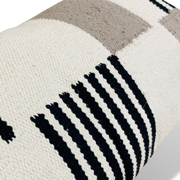 Zanbar Black and White Handwoven Lumbar Pillow