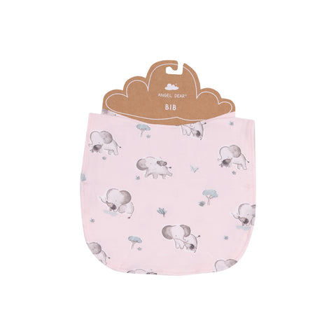 Feeding Bib - Gray Elephants - Pink