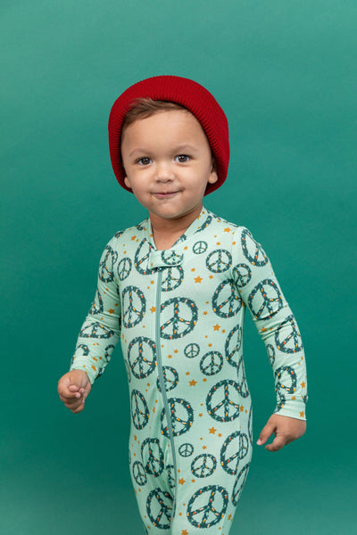 Footed Zip Romper - Peace + Joy