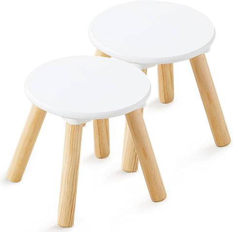 Round Wooden Stools, 2 Pack