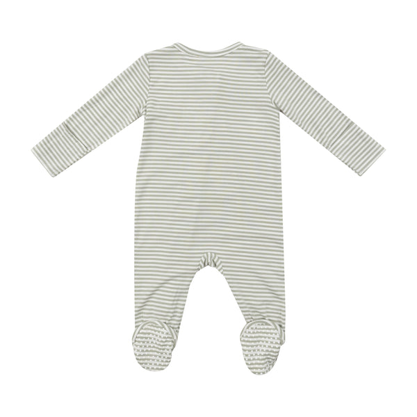 2 Way Zipper Footie - Desert Green Stripe