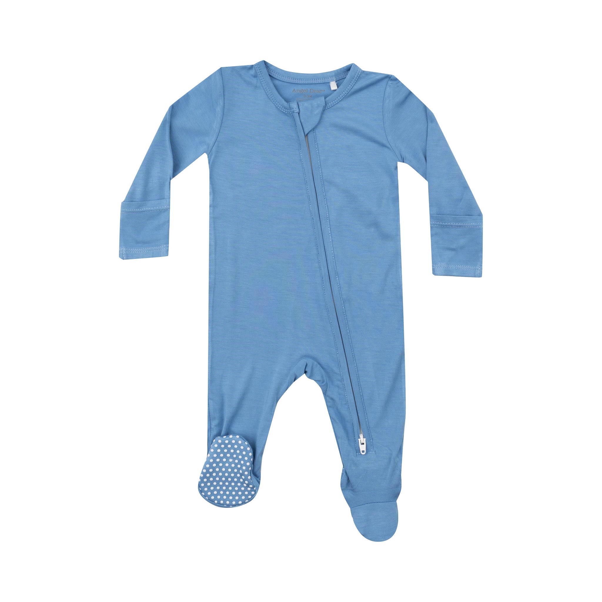 2 Way Zipper Footie - Basics - Solid Lichen Blue