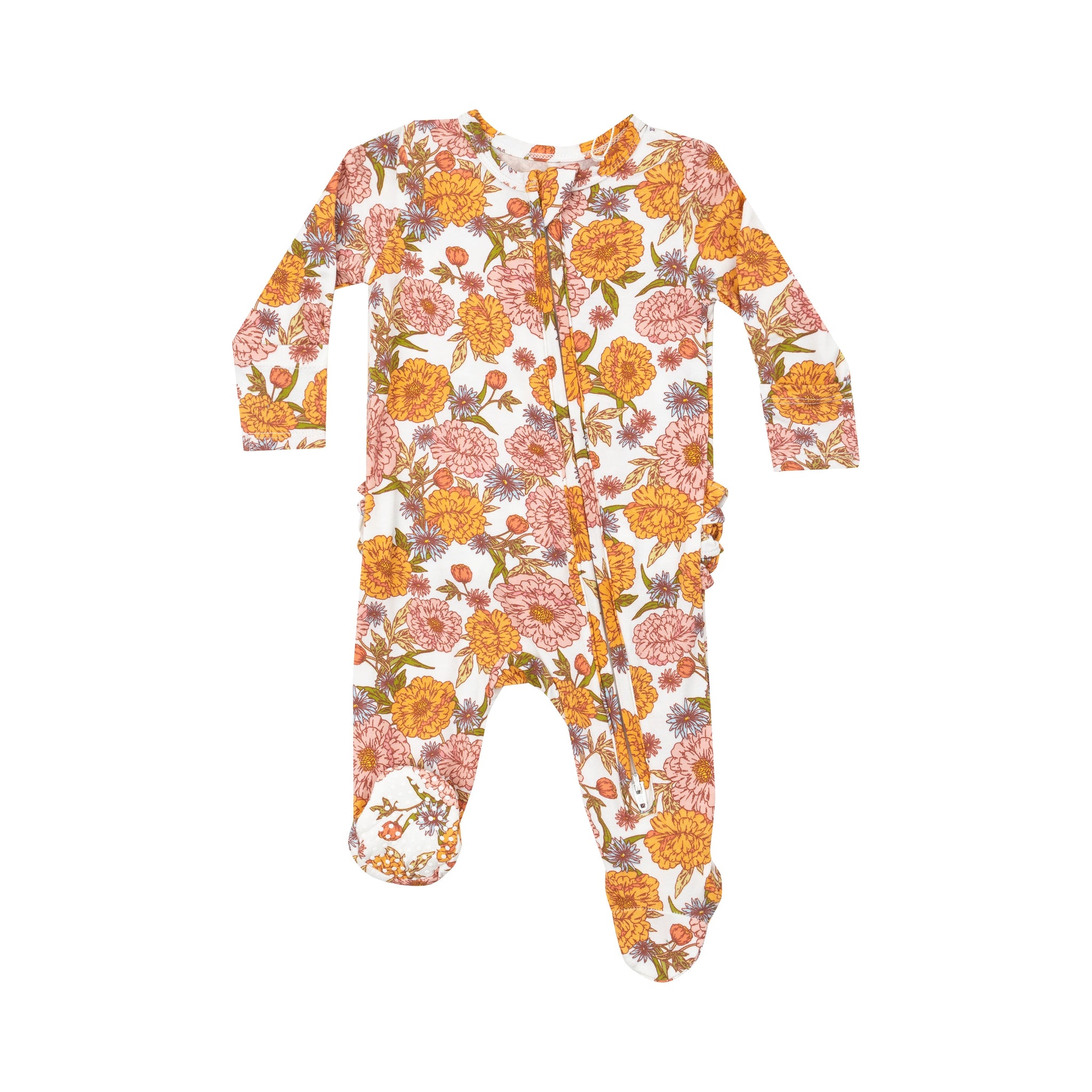 2 Way Ruffle Zipper Footie - Ambers Floral