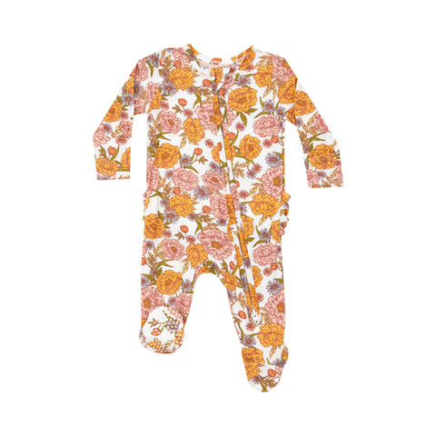 2 Way Ruffle Zipper Footie - Ambers Floral