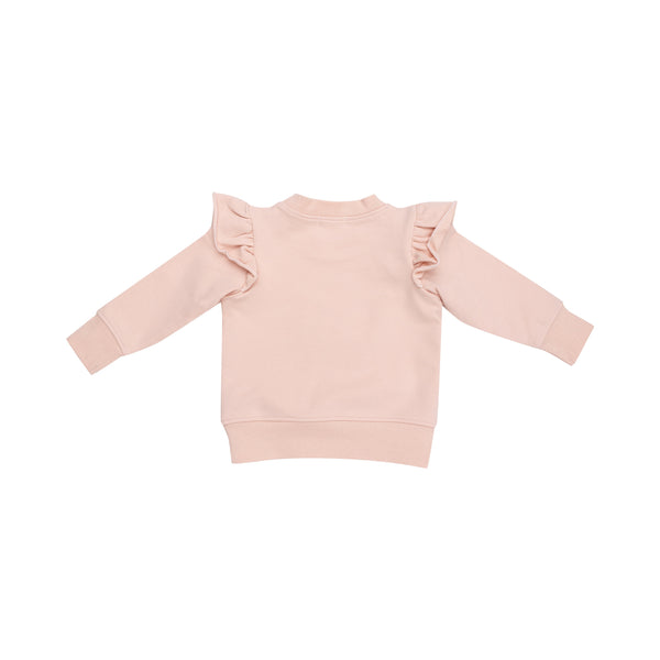 Ruffle Sweatshirt + Paperbag Jogger - Checkerboard Pink