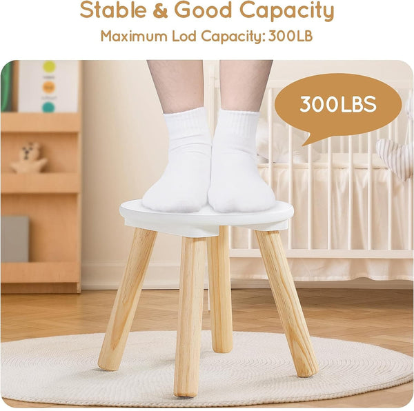 Round Wooden Stools, 2 Pack