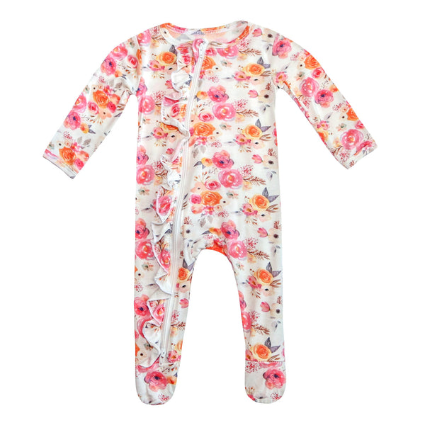 Ruffle 2 Way Zip Romper - Flower