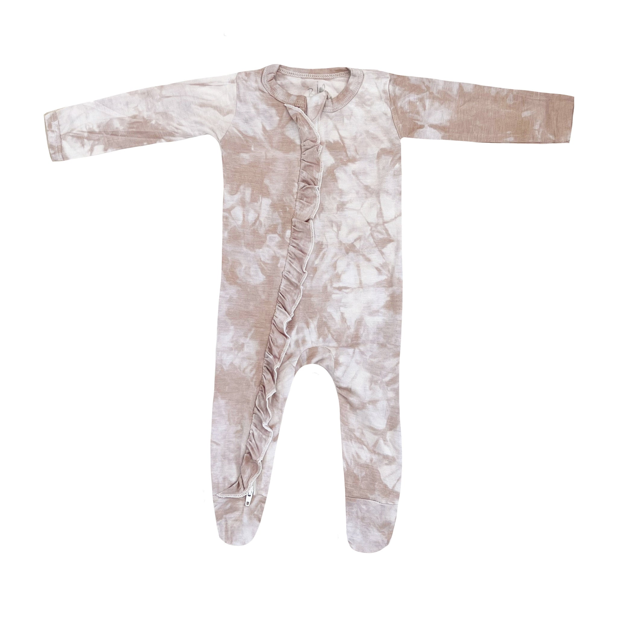 Ruffle 2 Way Zip Romper - Champagne Marble