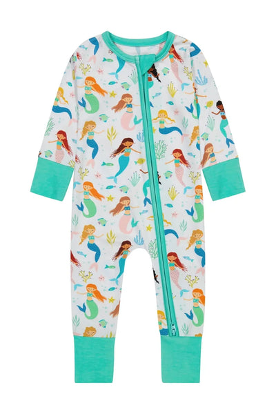 Bamboo One Piece Zip Pajama - Mermaid Magic