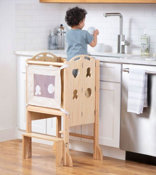 Plum - 3 in 1 Foldable Kitchen Tower, Step Stool and Chalkboard