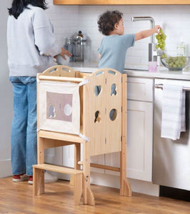 Plum - 3 in 1 Foldable Kitchen Tower, Step Stool and Chalkboard