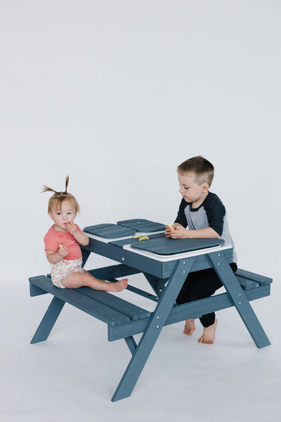 Kids Picnic Table w/  3 Collapsible Bins