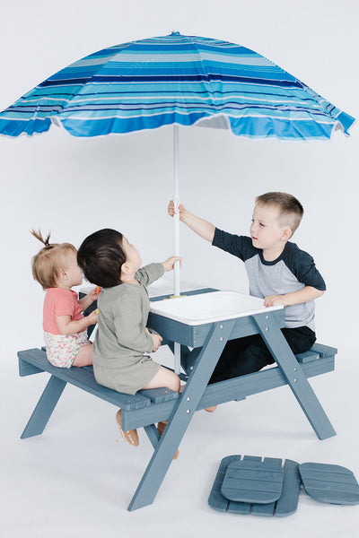 Kids Picnic Table w/  3 Collapsible Bins