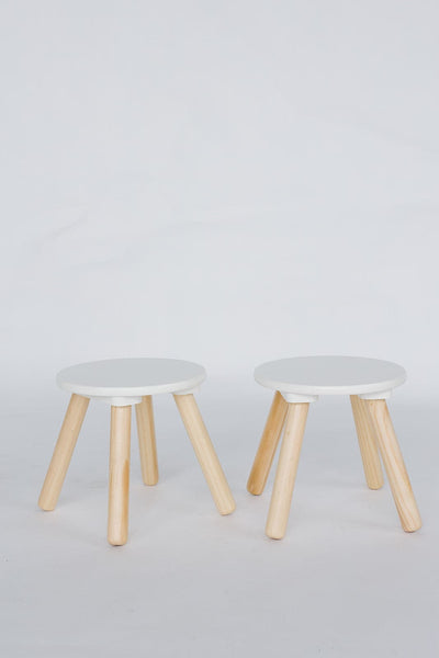 Round Wooden Stools, 2 Pack