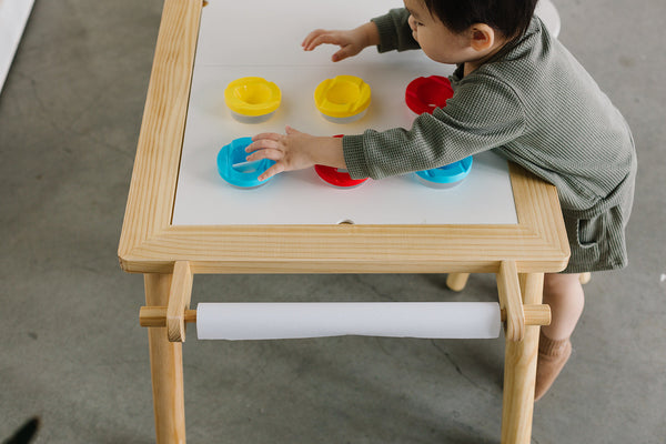 Painting Art Sensory Table with Paper Roll & Paint Cups + Bins