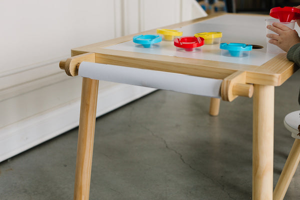 Painting Art Sensory Table with Paper Roll & Paint Cups + Bins