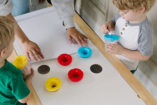 Painting Art Sensory Table with Paper Roll & Paint Cups + Bins