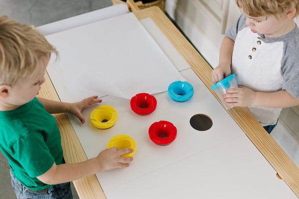 Painting Art Sensory Table with Paper Roll & Paint Cups + Bins