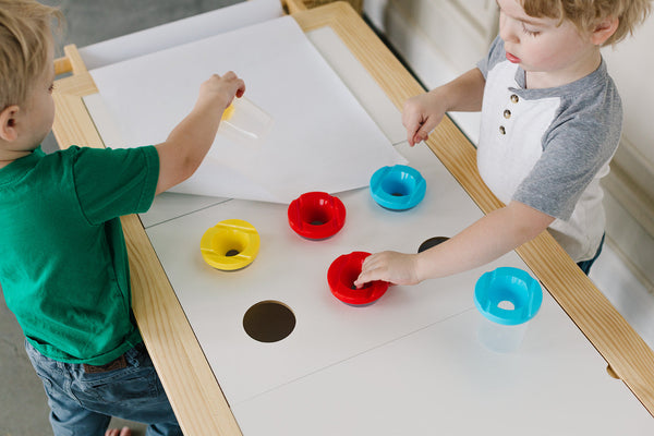 Painting Art Sensory Table with Paper Roll & Paint Cups + Bins