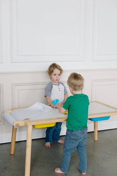 Painting Art Sensory Table with Paper Roll & Paint Cups + Bins