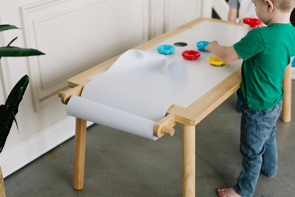 Painting Art Sensory Table with Paper Roll & Paint Cups + Bins