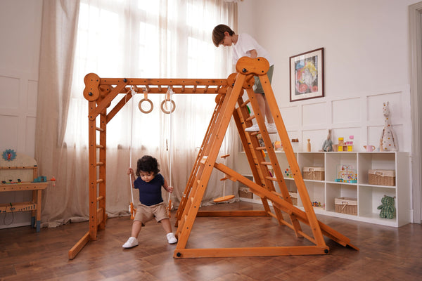 Chestnut - Outdoor and Indoor 8-in-1 Jungle Gym for Toddlers Playset