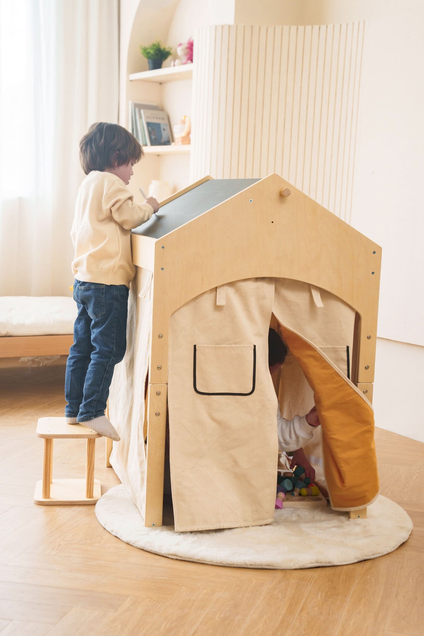 Ash - Wood Adjustable Learning Tent with Desk and Chair