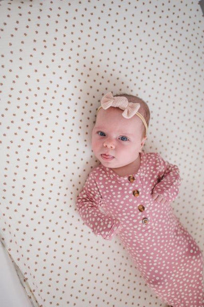 Knotted Baby Gown - Dotted Roseberry