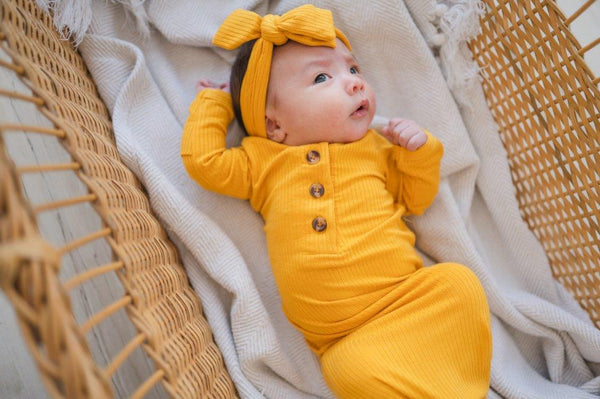 Bow Headband - Ribbed Mustard