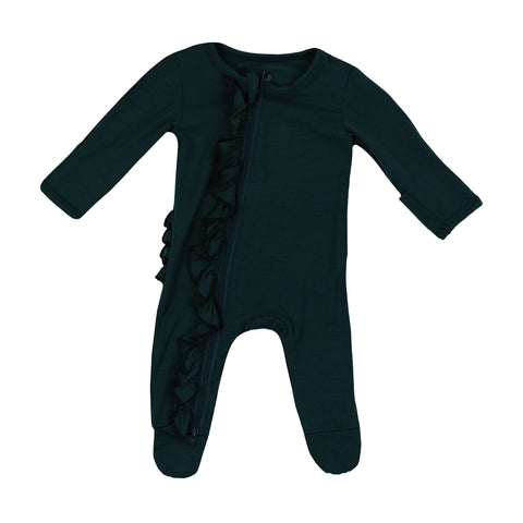 Ruffle 2 Way Zip Romper - Dark Teal