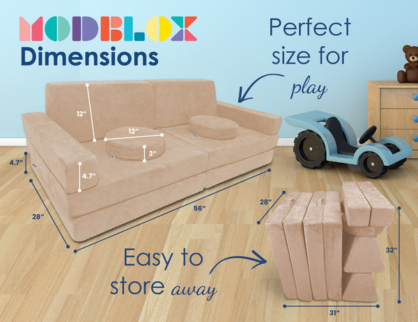 10 Piece Soft Modular Microsuede Foam Kids Play Couch