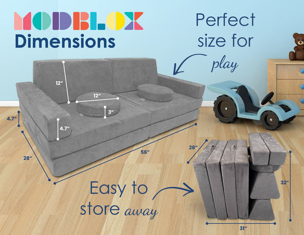 10 Piece Soft Modular Microsuede Foam Kids Play Couch