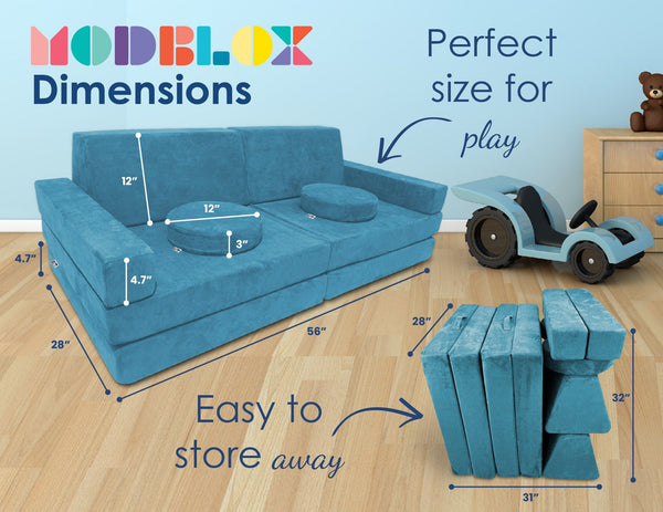 10 Piece Soft Modular Microsuede Foam Kids Play Couch