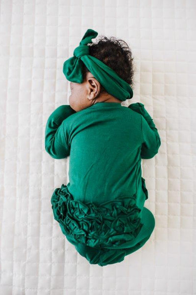 Ruffle 2 Way Zip Romper - Emerald Green