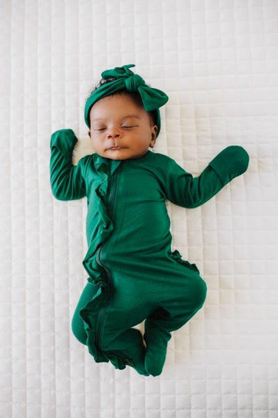 Ruffle 2 Way Zip Romper - Emerald Green