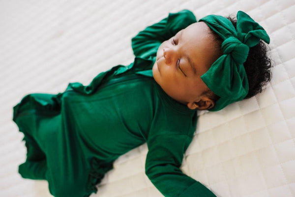 Ruffle 2 Way Zip Romper - Emerald Green