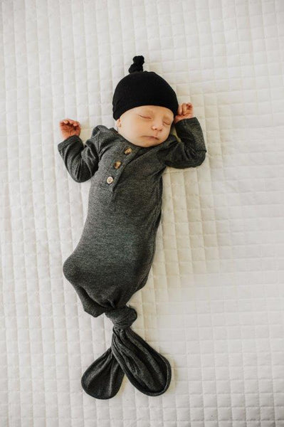 Knotted Baby Gown - Charcoal