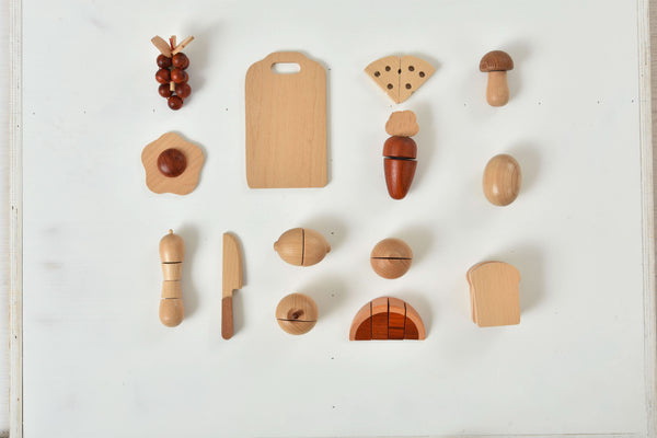 Wooden Play Food Sets for Kids Kitchen