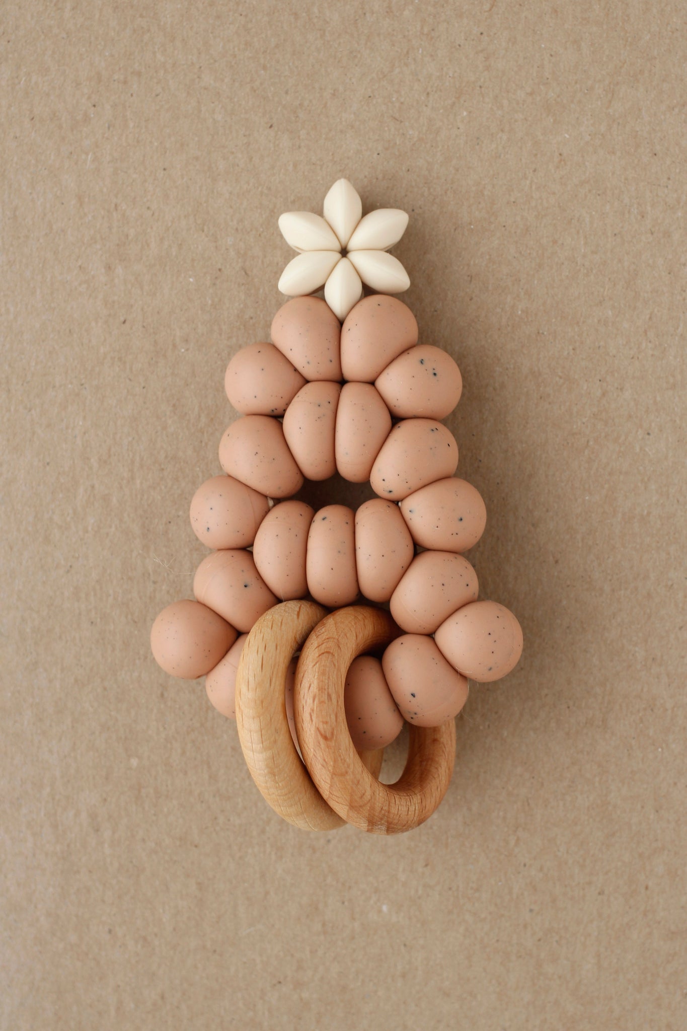 Rattle Teether  - Tree | Speckled Dusty Coral